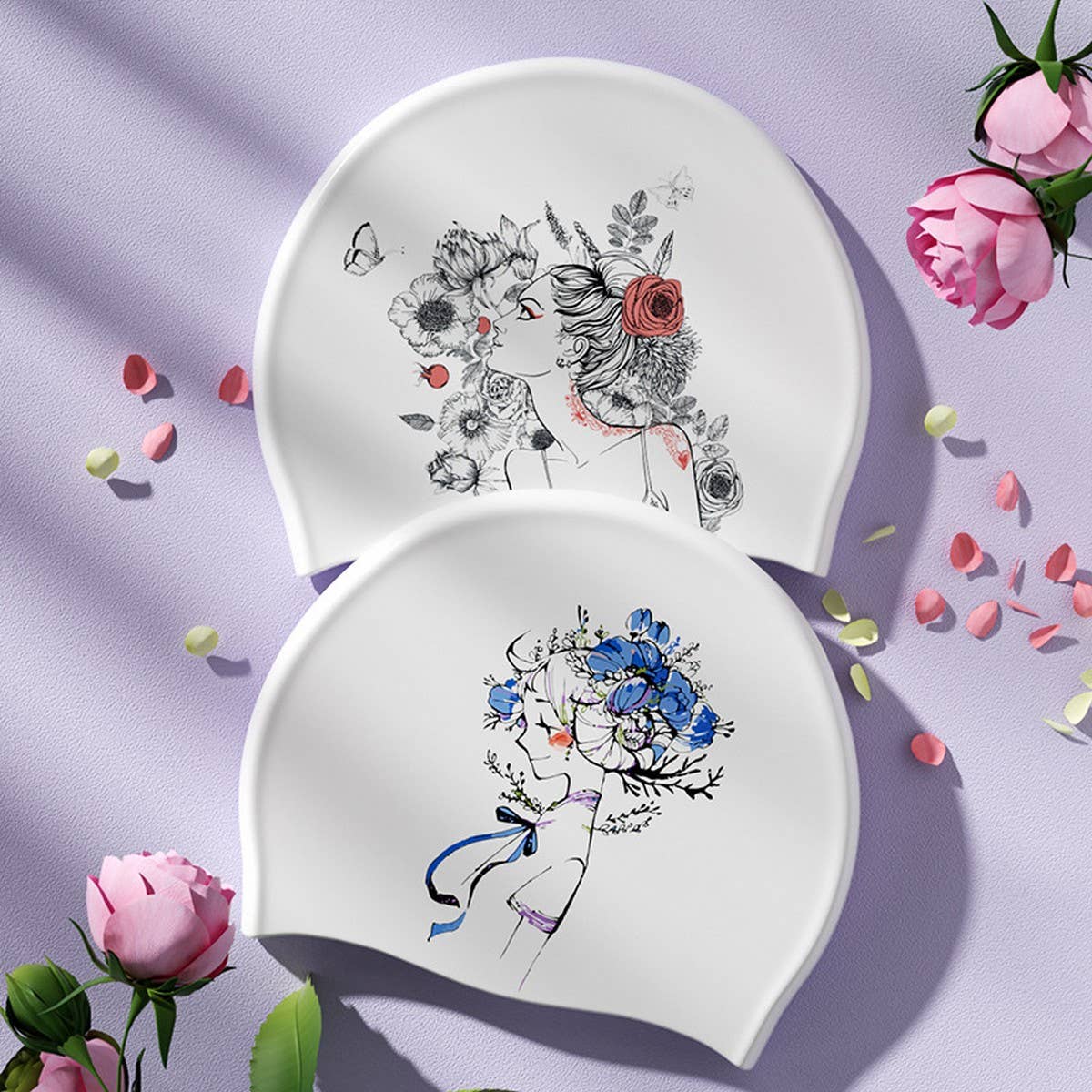 Womens Silicone Waterproof Large Swim Cap