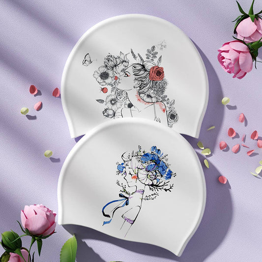 Womens Silicone Waterproof Large Swim Cap