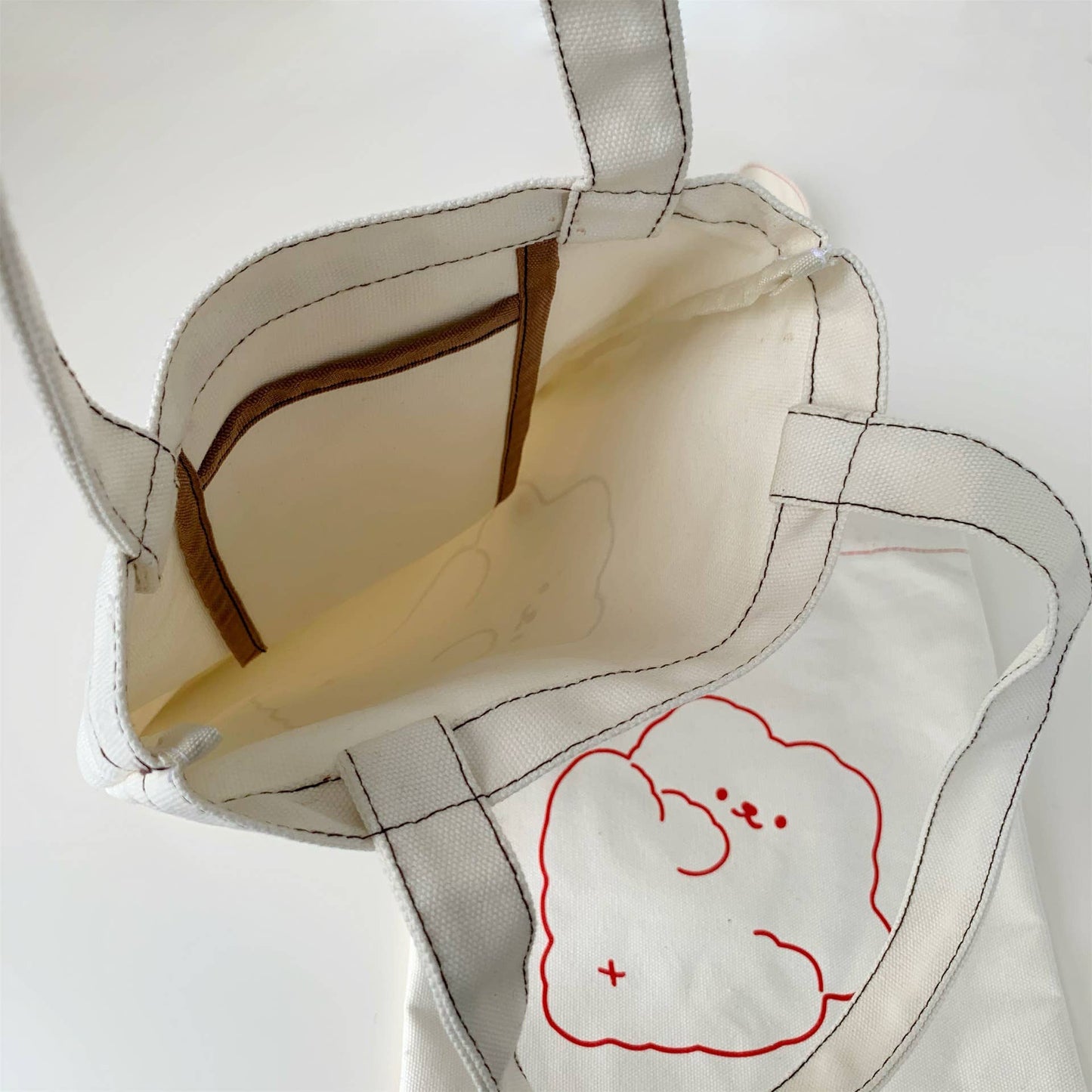 Cute little bear all-cotton canvas handbag