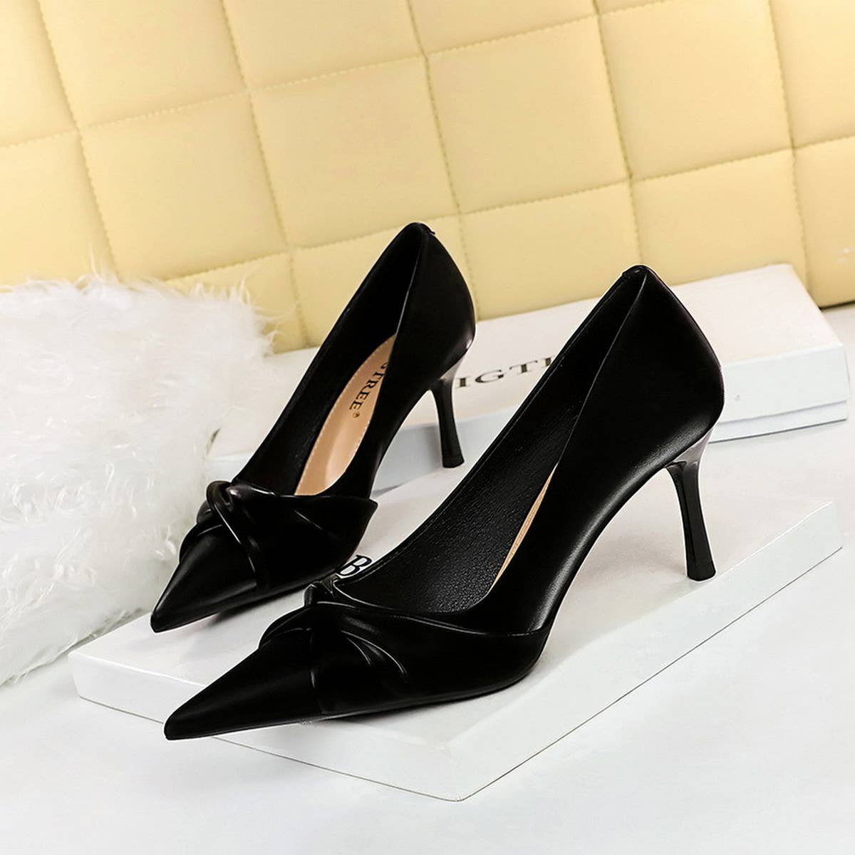 FASHION SEXY SHALLOW MOUTH POINTED BOW HIGH HEELS_CWSHH0088
