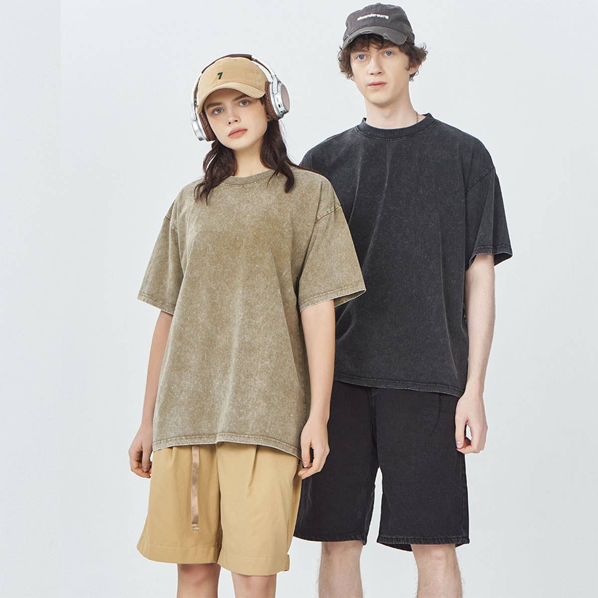 250g Vintage Washed Wax-Dyed Cotton T-Shirt ??Custom Logo