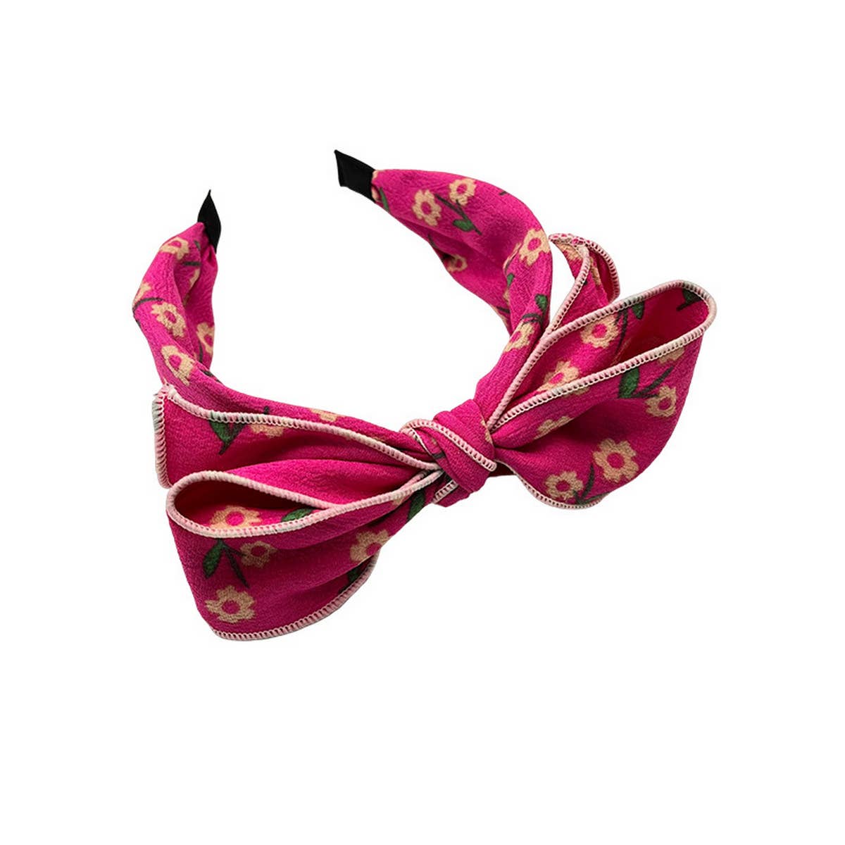 PRESSED WIDE-BRIMMED FLORAL BOW HEADBAND_CWAHA2573