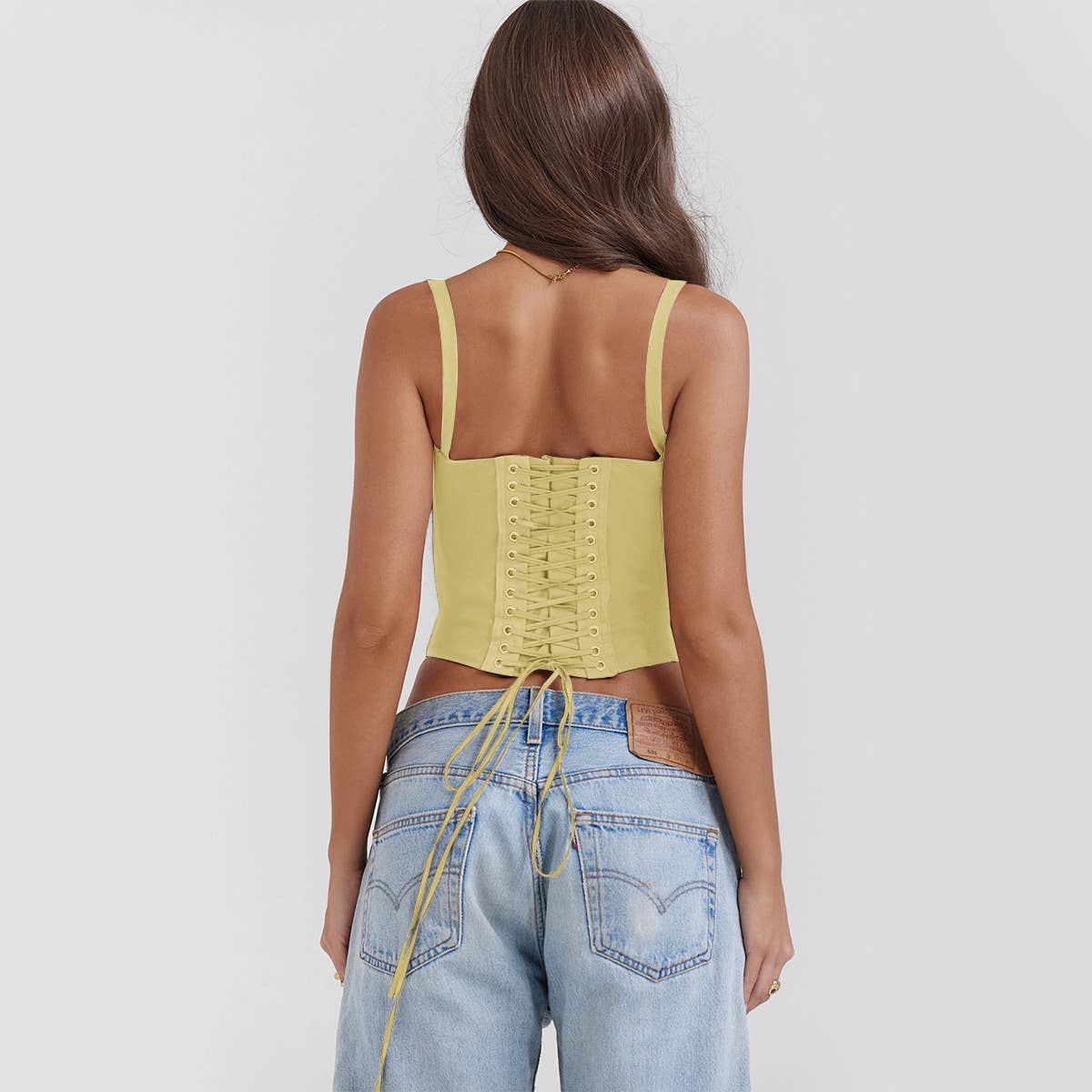 Lace patchwork tie up sexy cami top