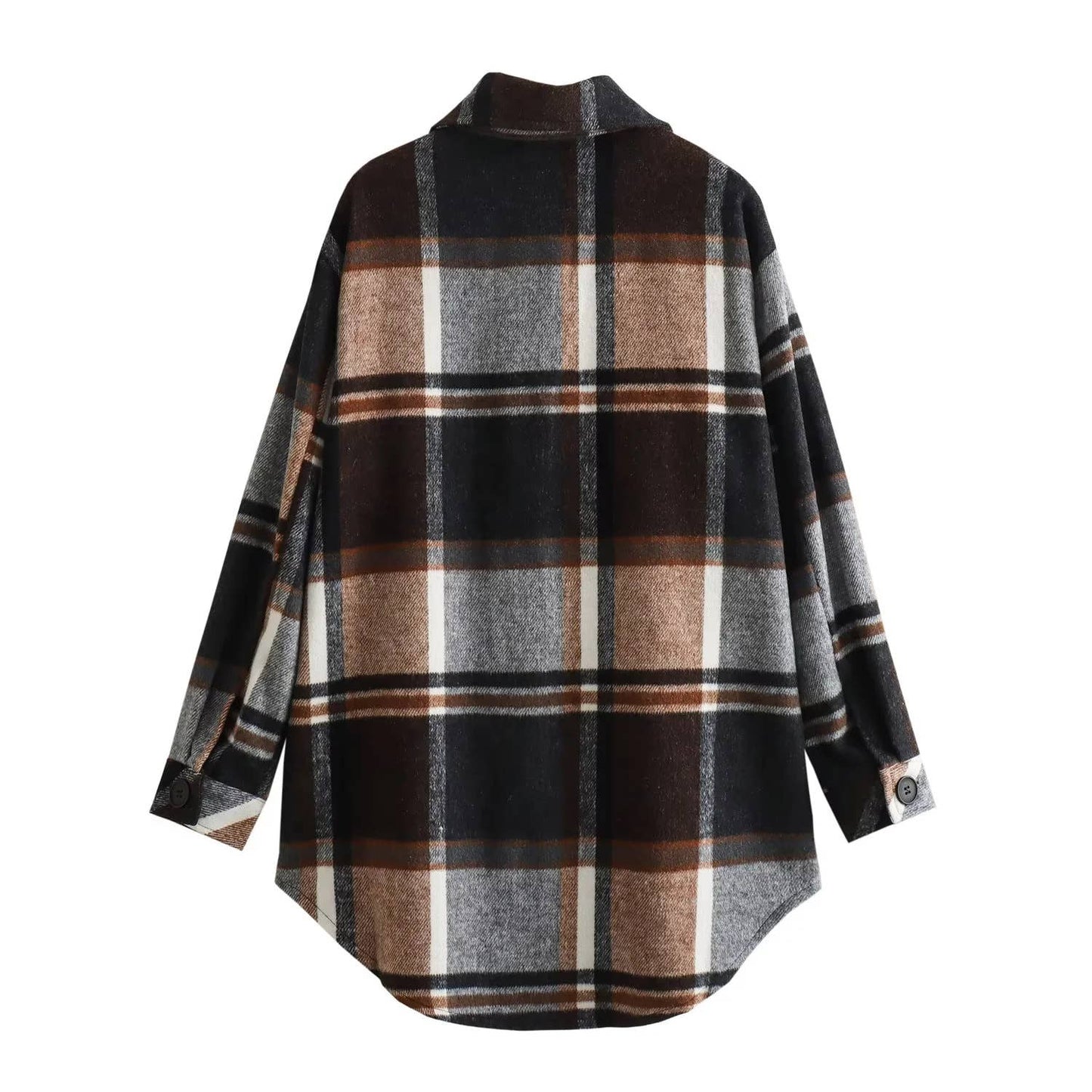 FASHION CASUAL LOOSE WOOL YARN-DYED PLAID SHIRT
