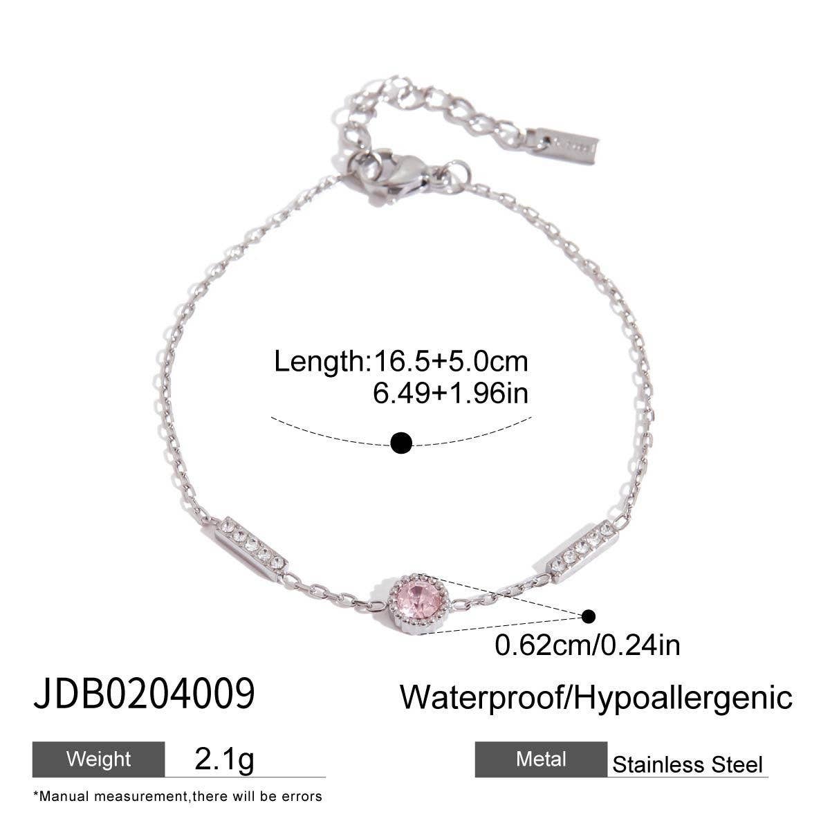 18K Gold Pink Zircon Round Bracelet, No Fade_CWAJE4713