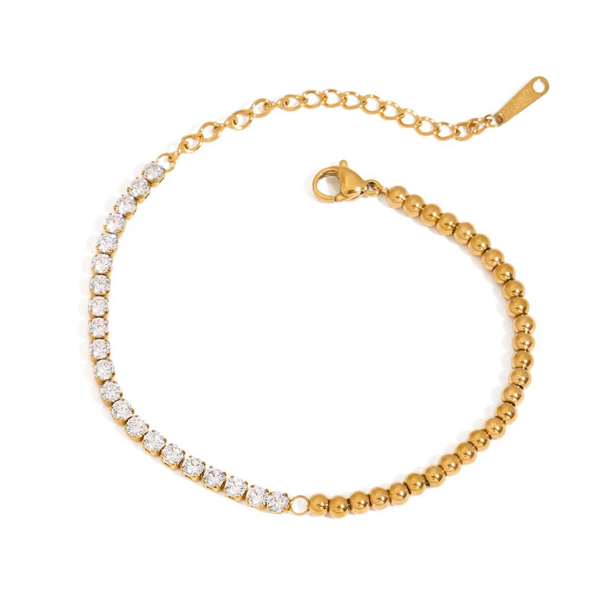 18K Gold White Zircon Tennis Bracelet, Steel_CWAJE4842