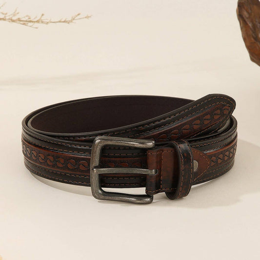 Vintage Embossed Western Pin Buckle Belt Unisex_CWABE1240