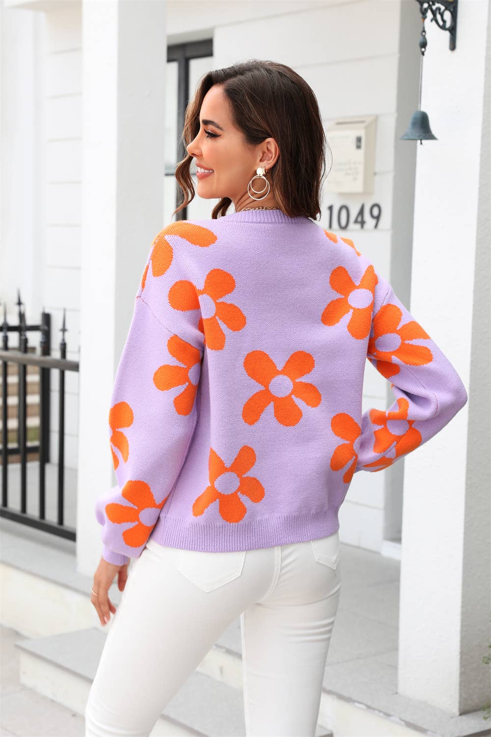 Women's printed sweater pullover floral sweater