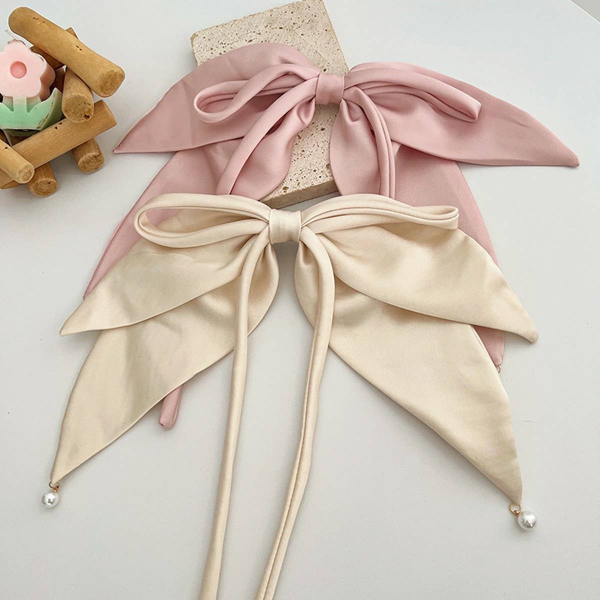 SOLID COLOR RIBBON BOW VERSATILE HAIRPINS_CWAHA1185