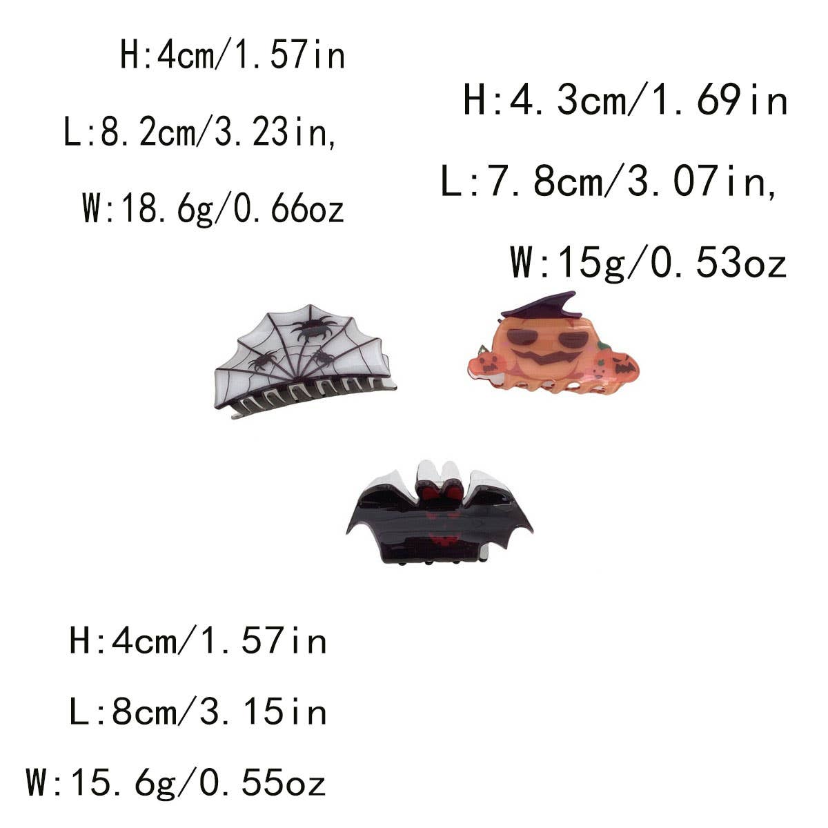 CWAHA07710_HALLOWEEN SPIDER HEART PUMPKIN CLAW CLIP