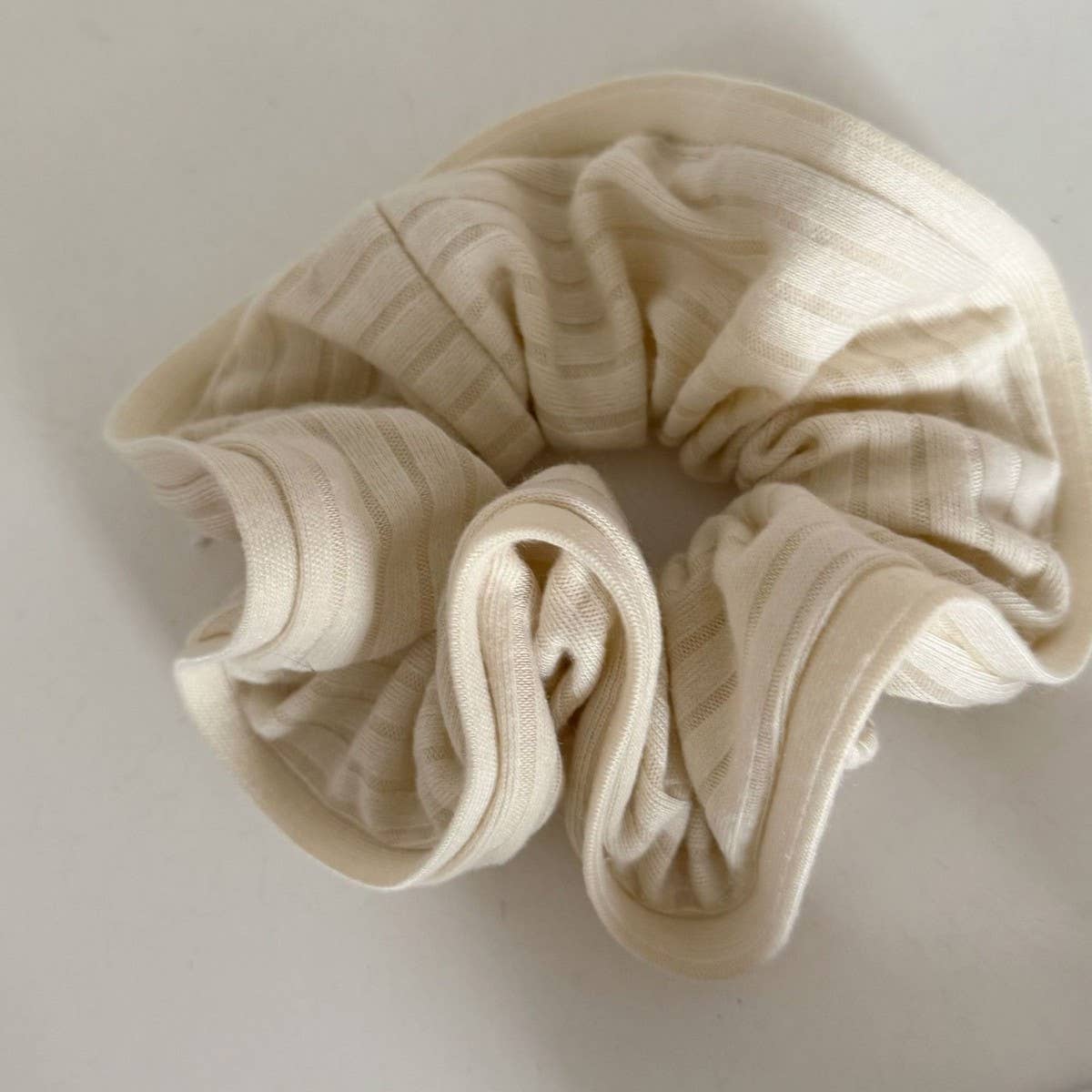 Creamy Sporty Stripe Scrunchie Hair Tie