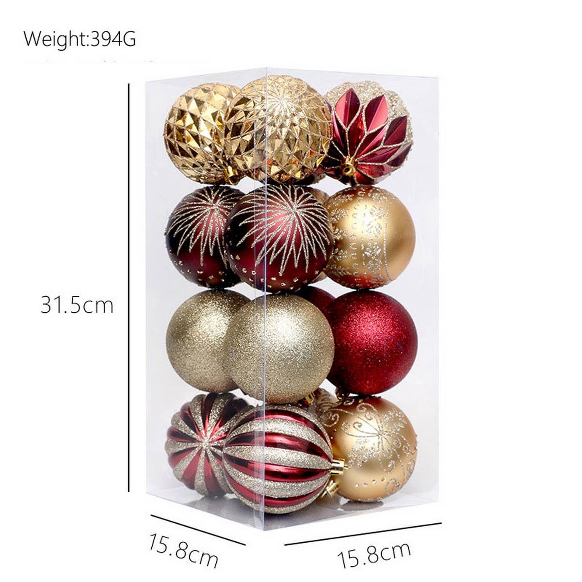 16pcs 8cm Painted Christmas Ball Ornament Set_CWMM9881