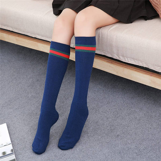 WOMEN RED AND GREEN STRIPED SOCKS