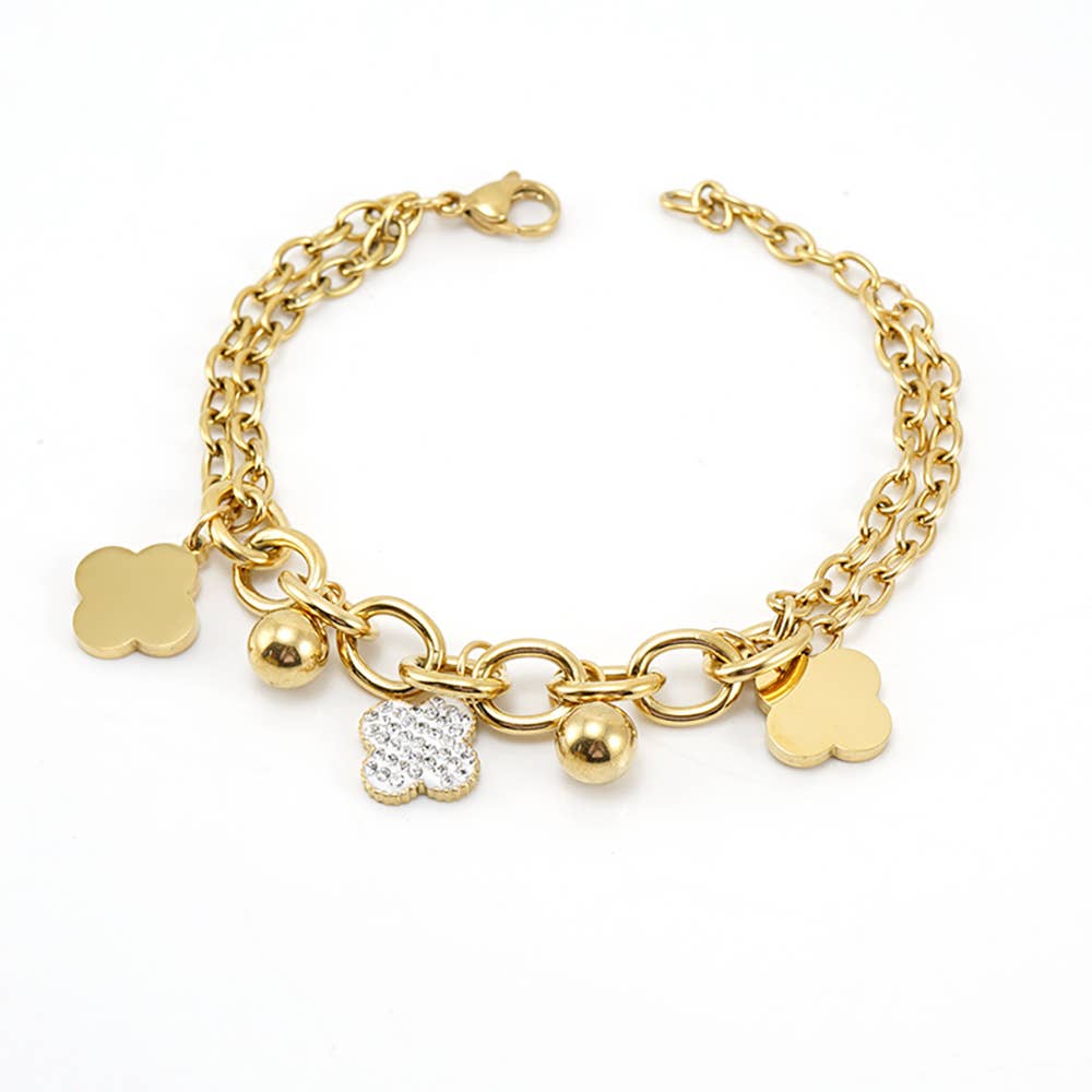 18K GOLD TITANIUM STEEL DOUBLE-LAYERED BRACELET