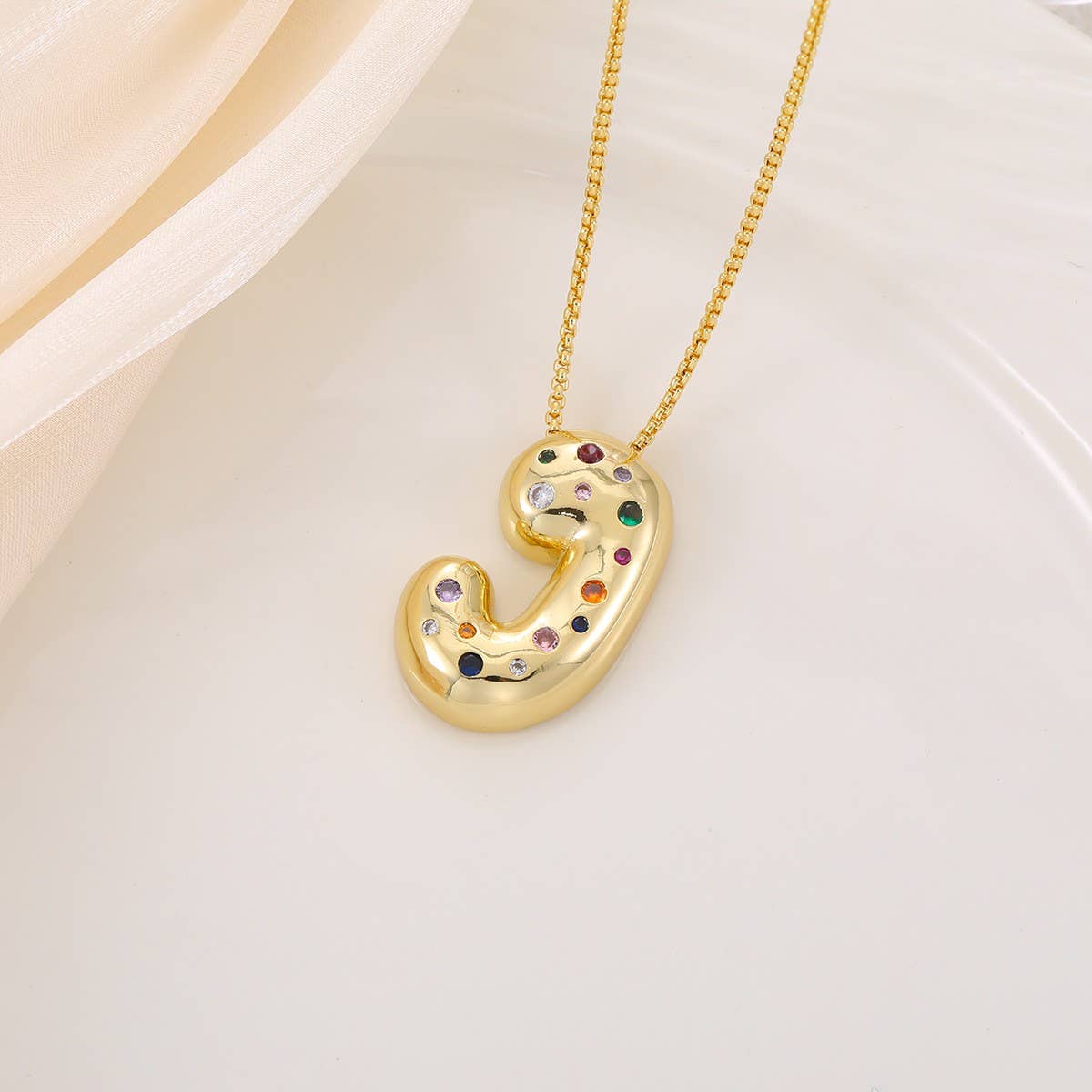 Creative Glossy Colorful Letter Pendant Necklace