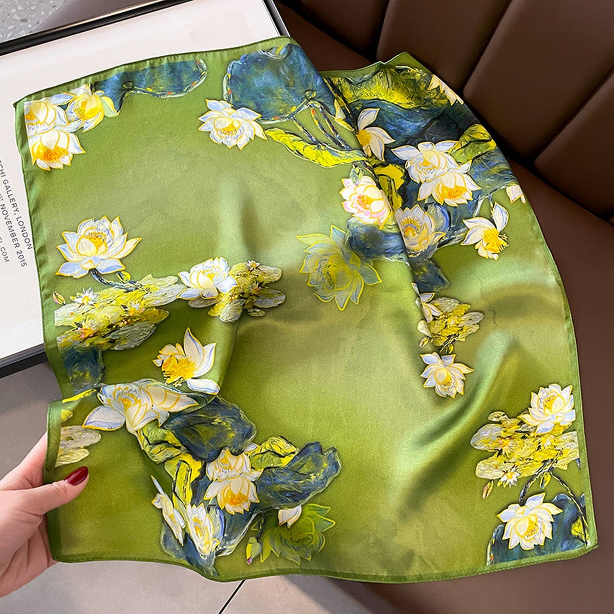 Oil Painting Floral Silk Square Scarf for Summer_CWASC0627