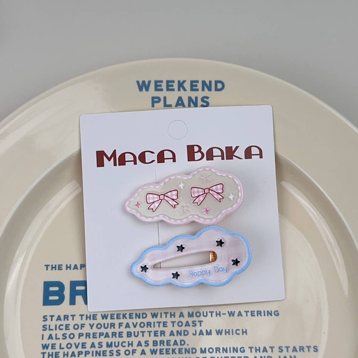 SWEET GIRL FLORAL BOW 2-PACK CLOUD HAIR CLIPS