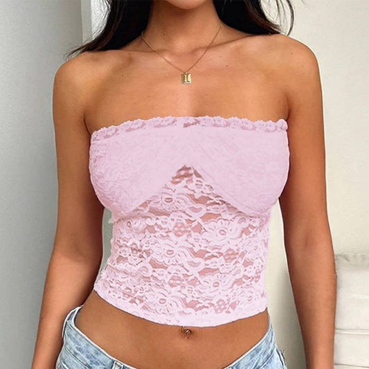 Sexy strapless crop cutout solid color knit top
