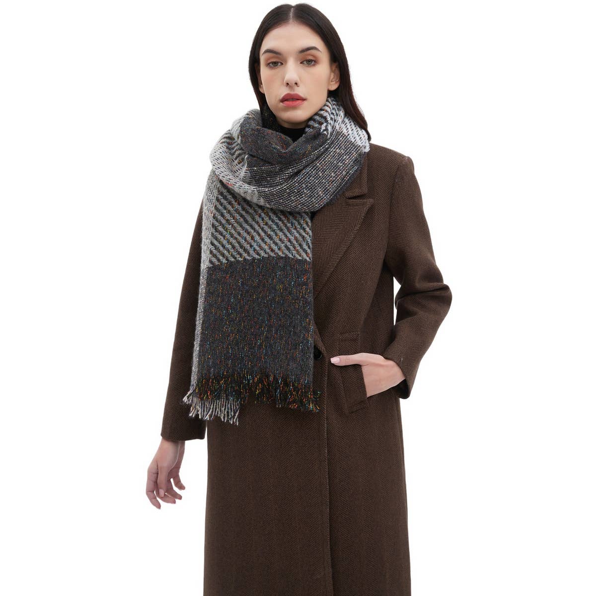 Large Plaid Scarf ? Unisex Winter Wrap Shawl