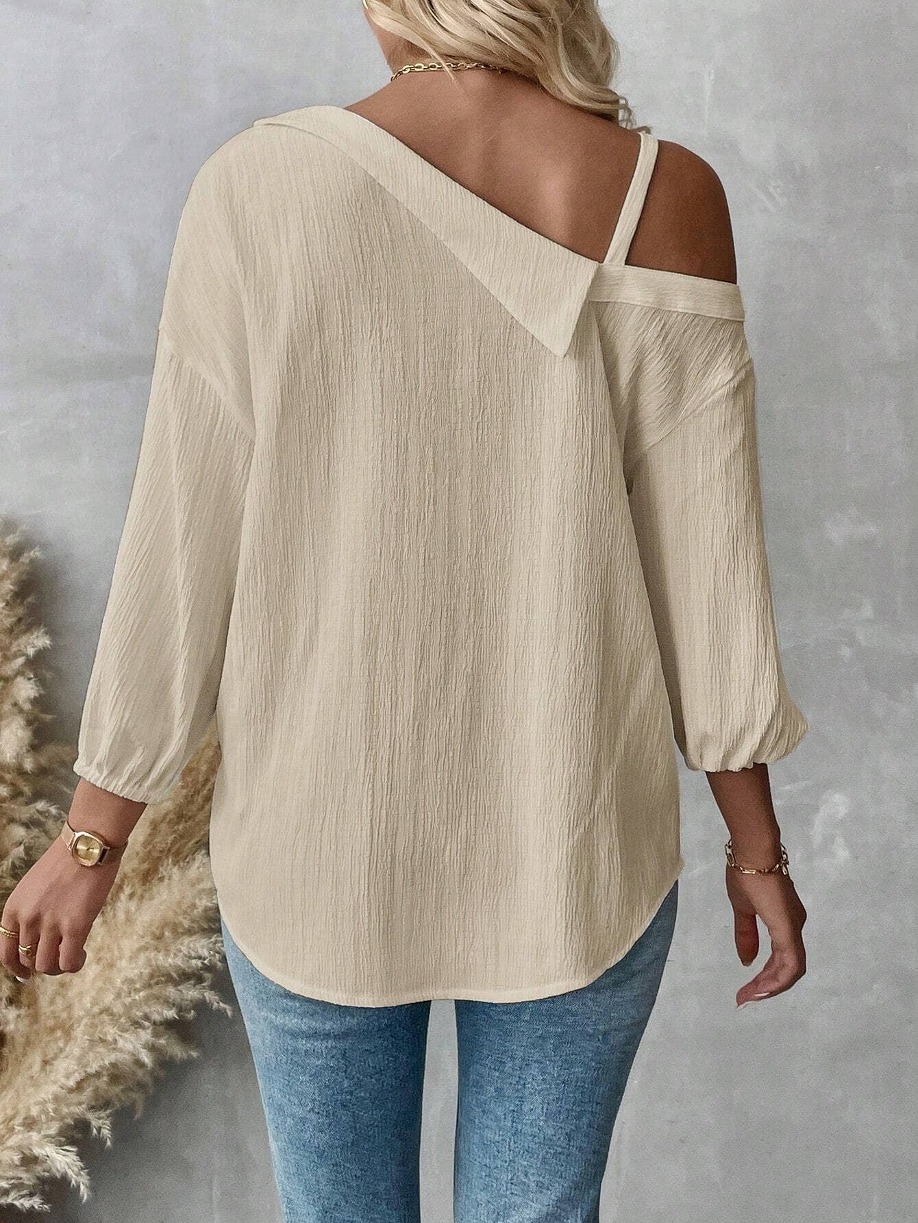 Lapel off-the-shoulder single breasted shirt