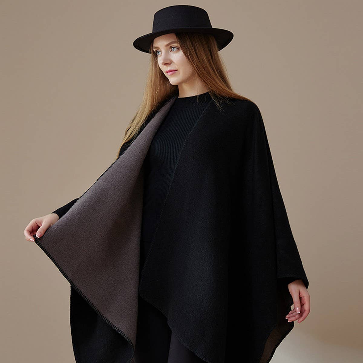 THICKENED CASHMERE SHAWL AND LONG CAPE