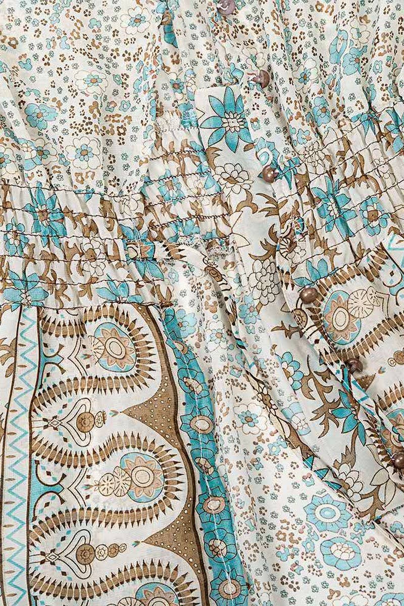 CWDMD01230_V-NECK PRINTED LONG-SLEEVED DRESS