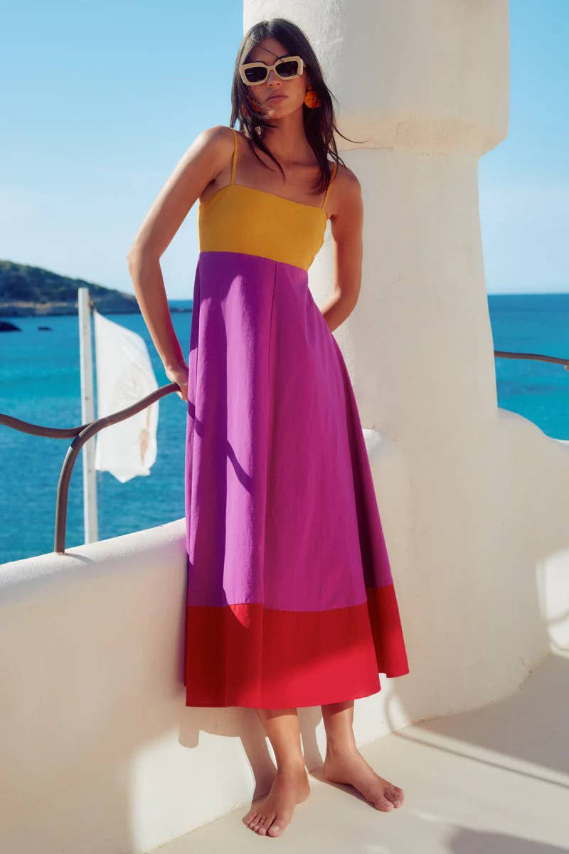 Vacation style long temperament slip dress