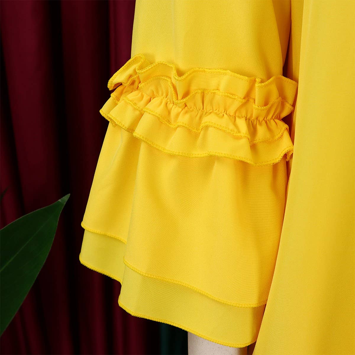 LOOSE CASUAL PLUS SIZE LOTUS LEAF SLEEVE TIE DRESS