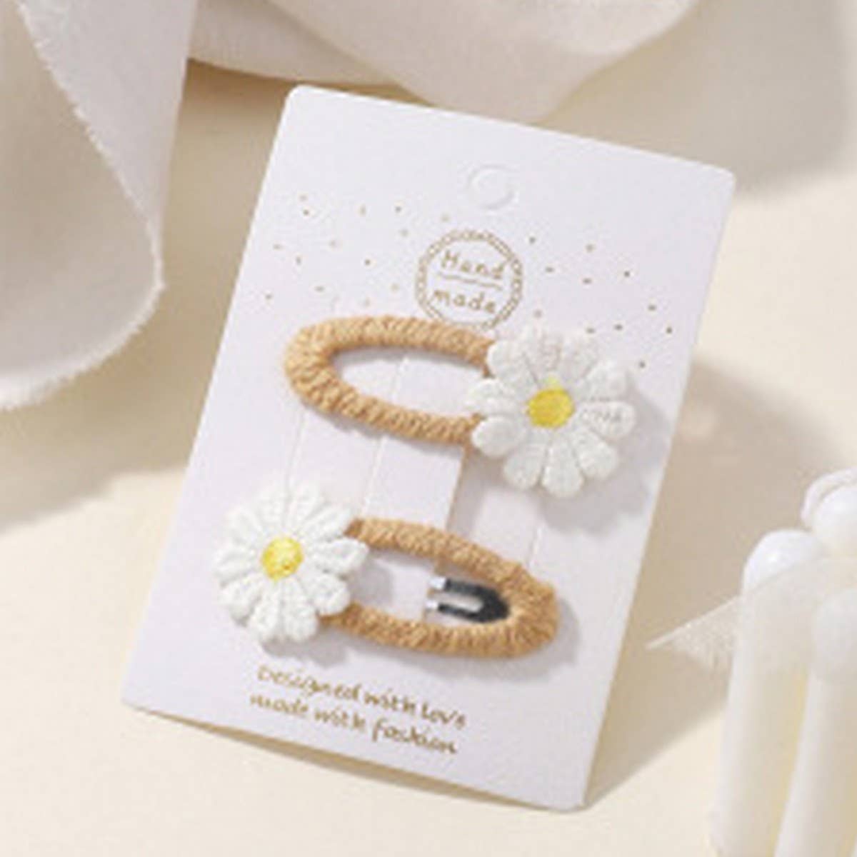 Fresh Daisy Hair Clip Set ? Handmade Fabric Clips