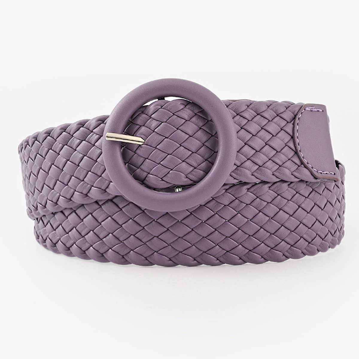 ROUND BUCKLE WOVEN BELT_CWABE0112