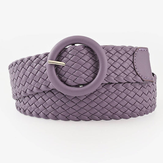 ROUND BUCKLE WOVEN BELT_CWABE0112