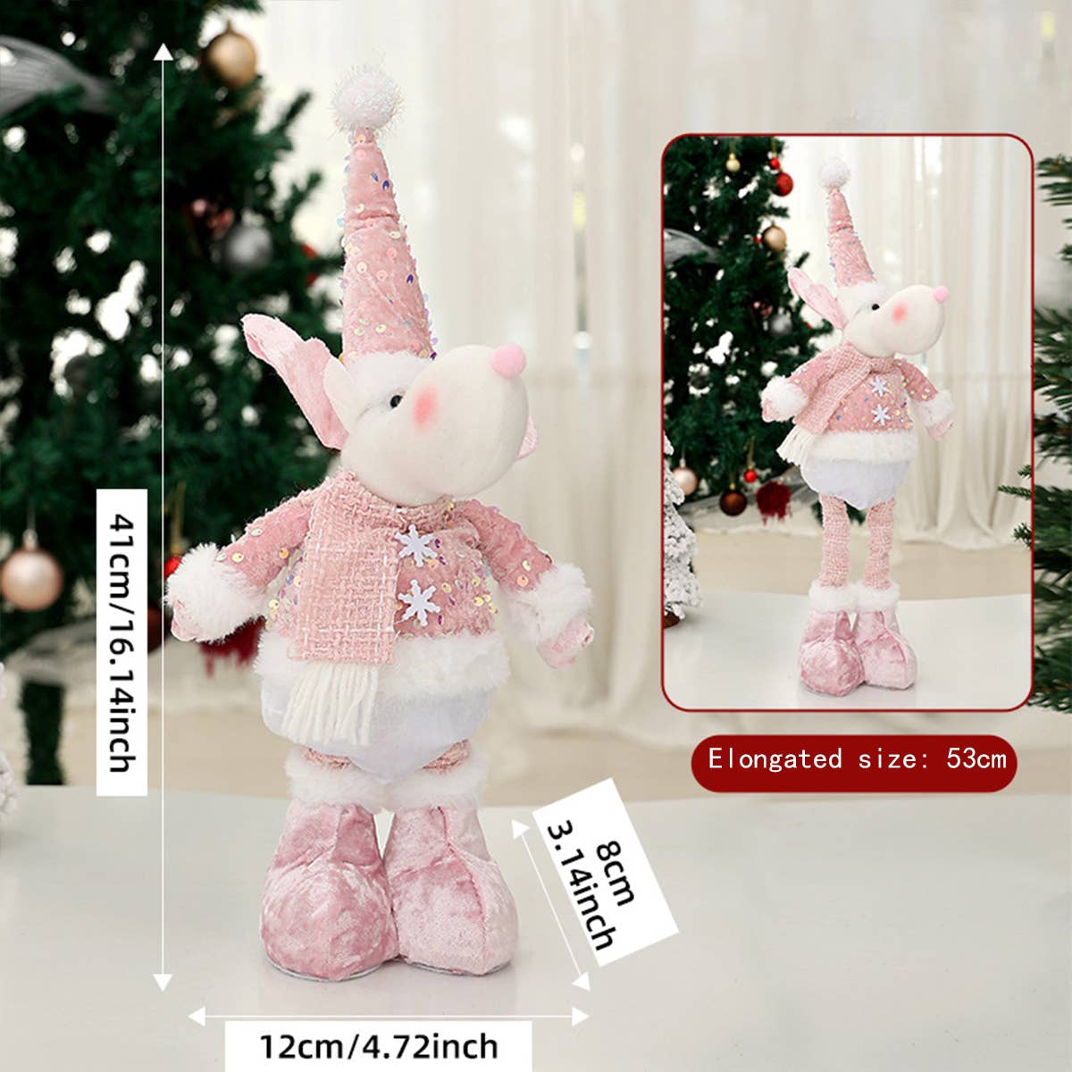 CWMM9398_RETRACTABLE PINK DOLL CHRISTMAS WINDOW DECORATION