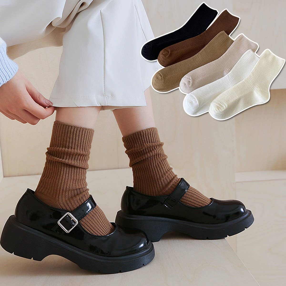 AUTUMN AND WINTER STRIPED WOMEN'S MID-CALF SOCKS_CWMS0985