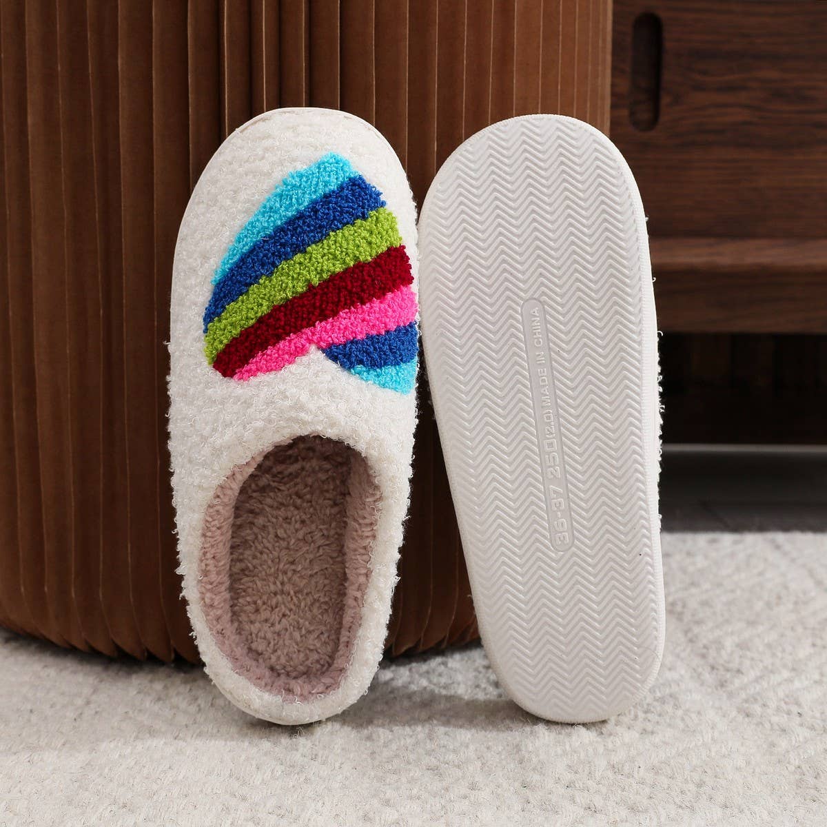 WINTER SMILING FACE PEACH HEART COTTON SLIPPERS