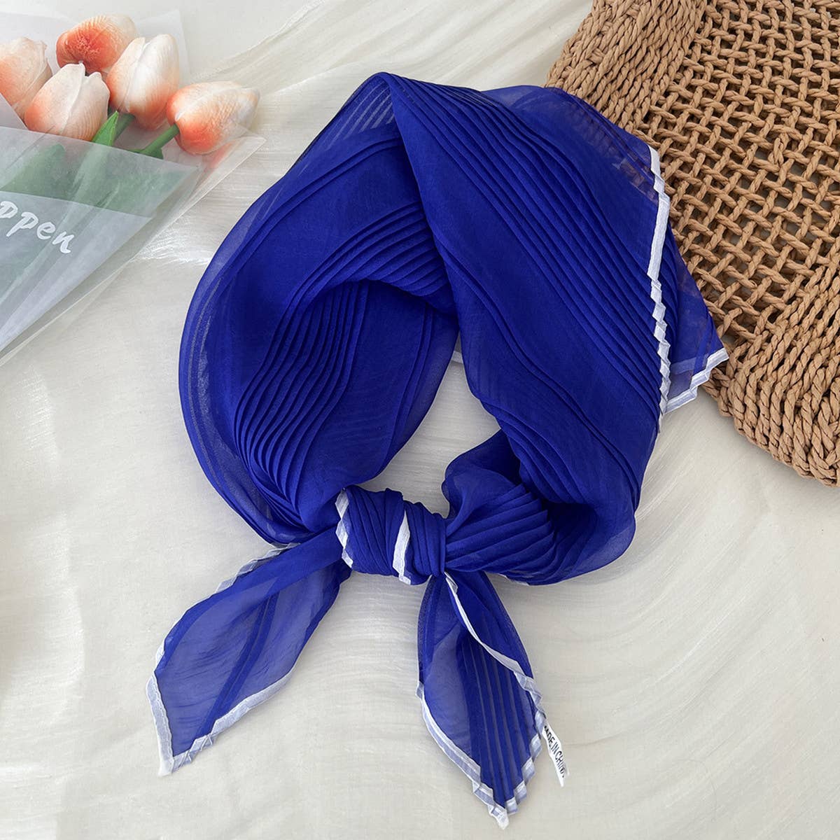 60cm Pleated Sheer Square Scarf for Women_CWASC0849