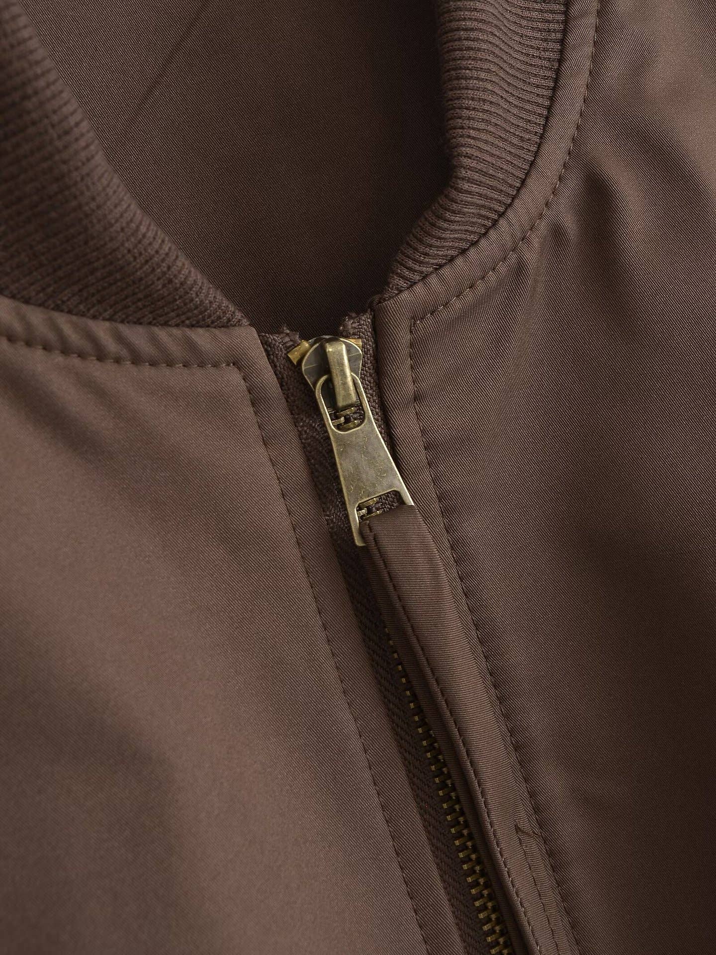 Thread round-neck double zipper baseball jacket