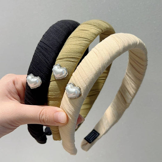 TEMPERAMENT LOVE HEART PLEATED HEADBAND