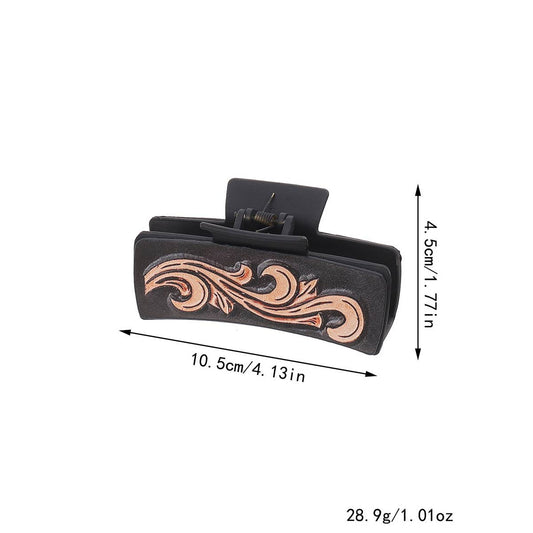 Western Cowgirl Hair Claw - Horsehair Leather Clip_CWAHA0591