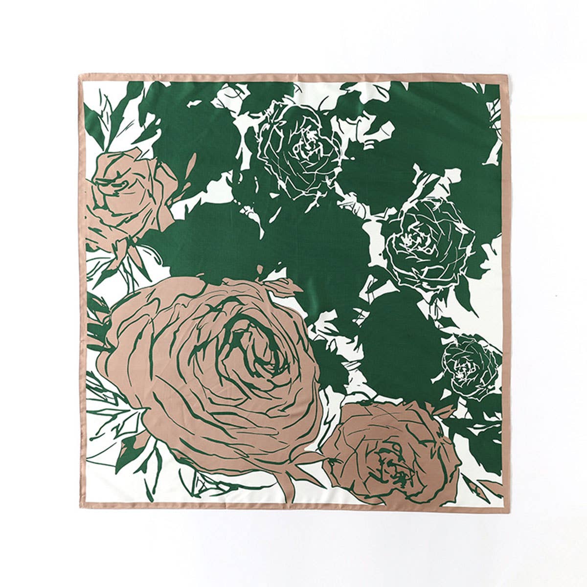 Floral Print Satin Scarf for Women, Large Square