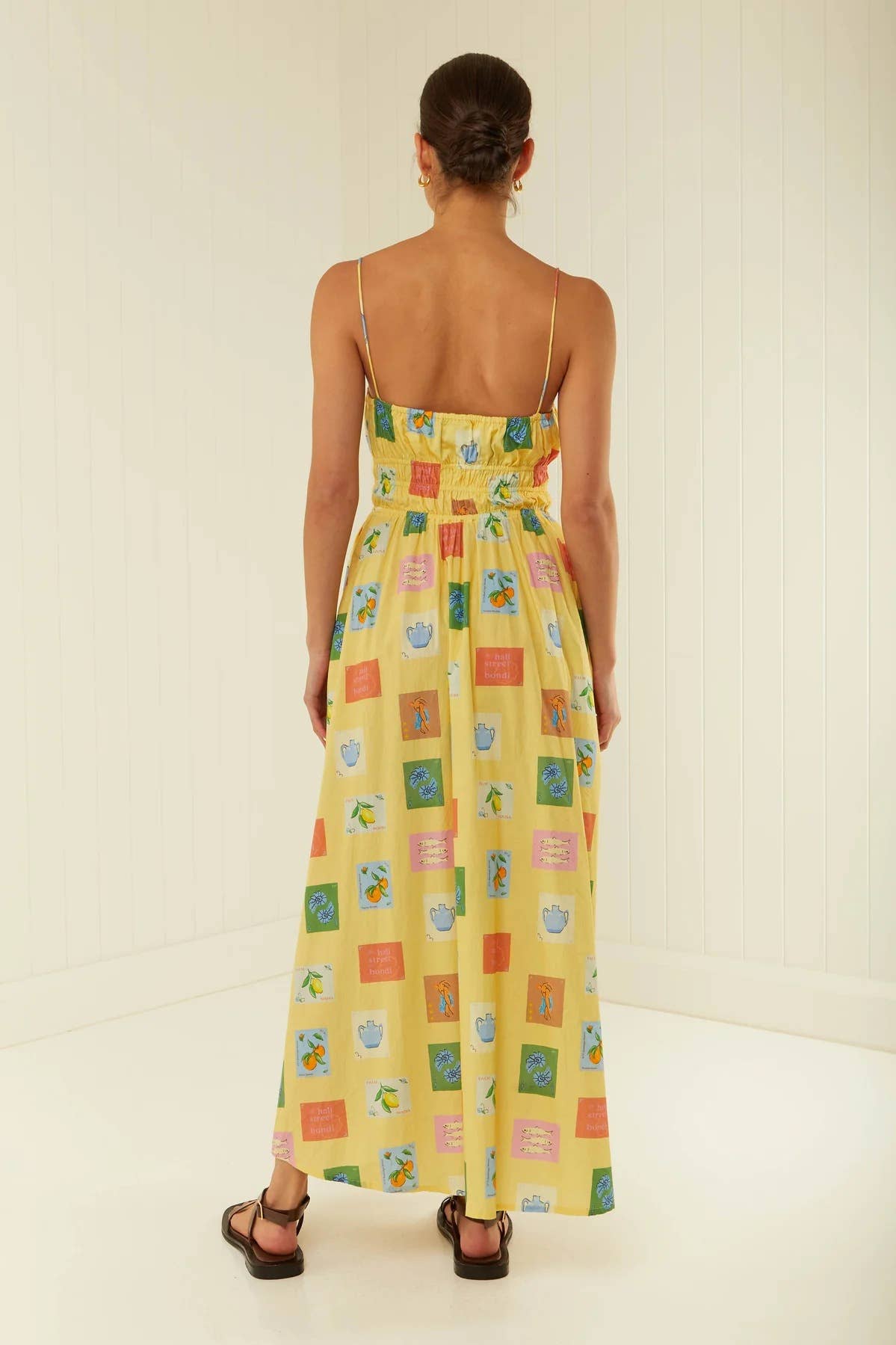 Fashionable one-shoulder striped halter dress