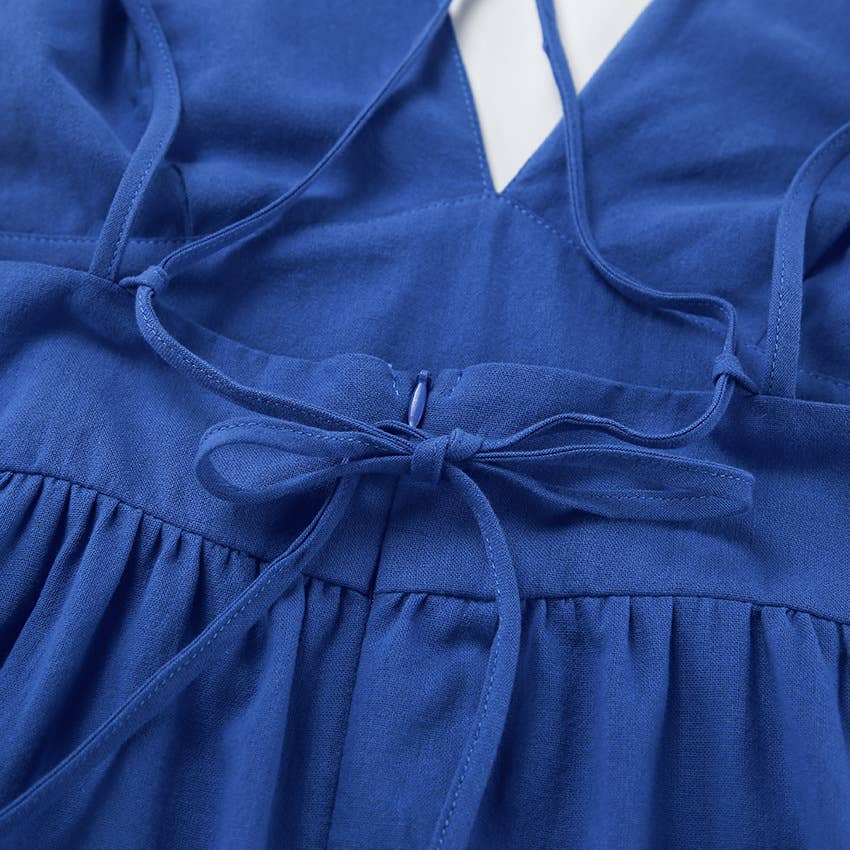 A-Line Maxi V-Neck Backless Strap Dress