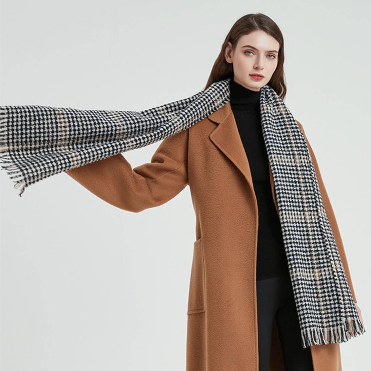 RETRO PLAID HOUNDSTOOTH WARM SCARF_CWASC0146