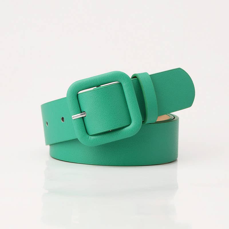 Square-buckle candy-colored versatile belt