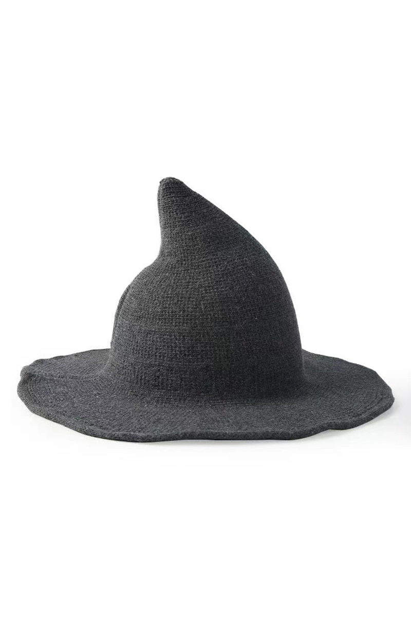 Halloween Knit Witch Hat, Wide Brim Pointed Top_CWAH0616