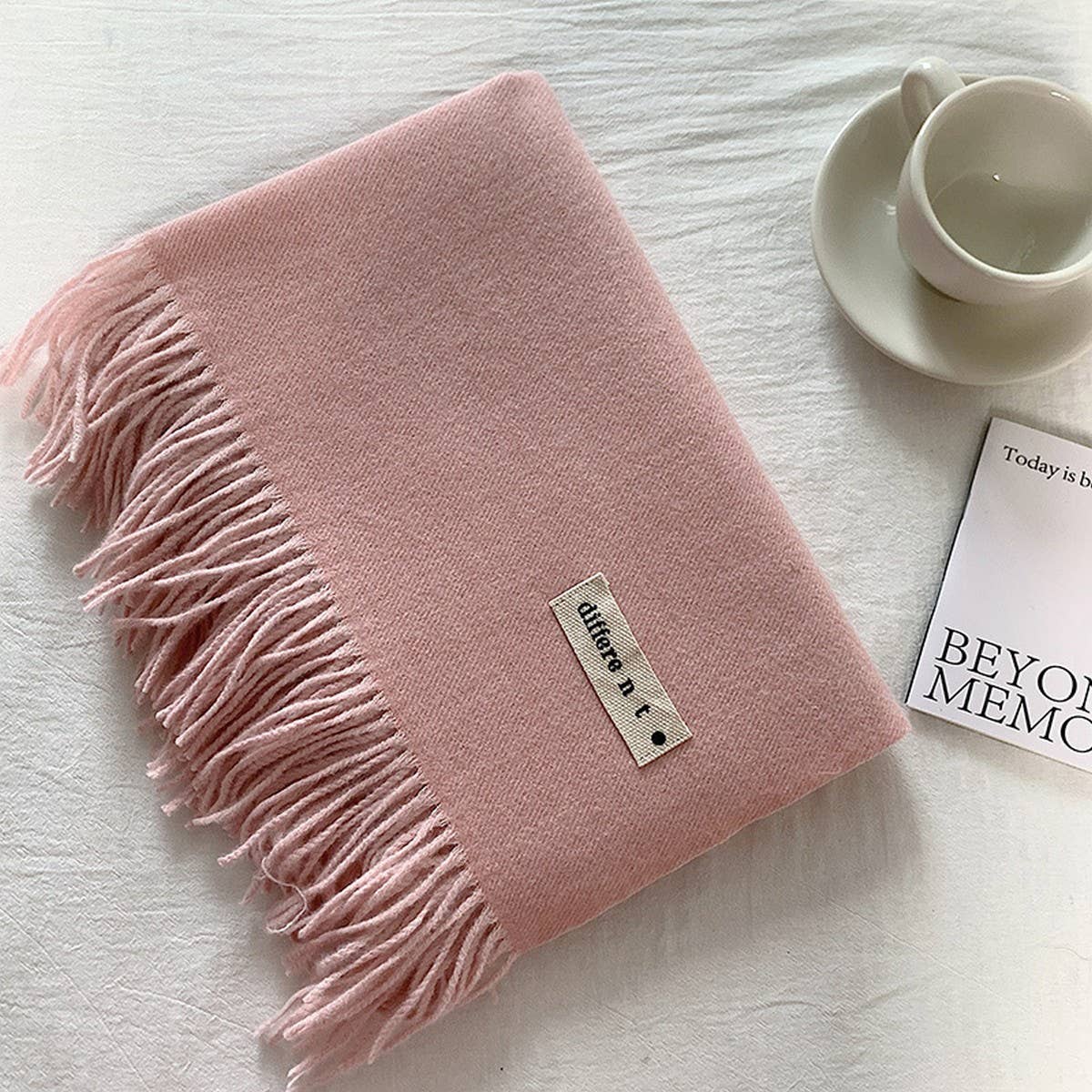 Colorblock Tassel Scarf - Thick Wrap for Students