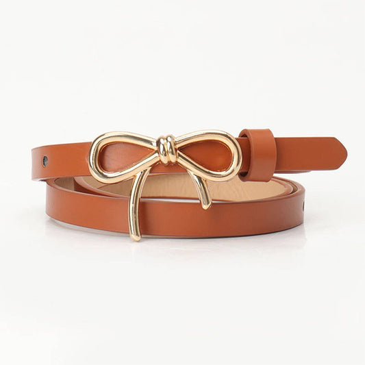Bow-knot golden buckle versatile dress belt