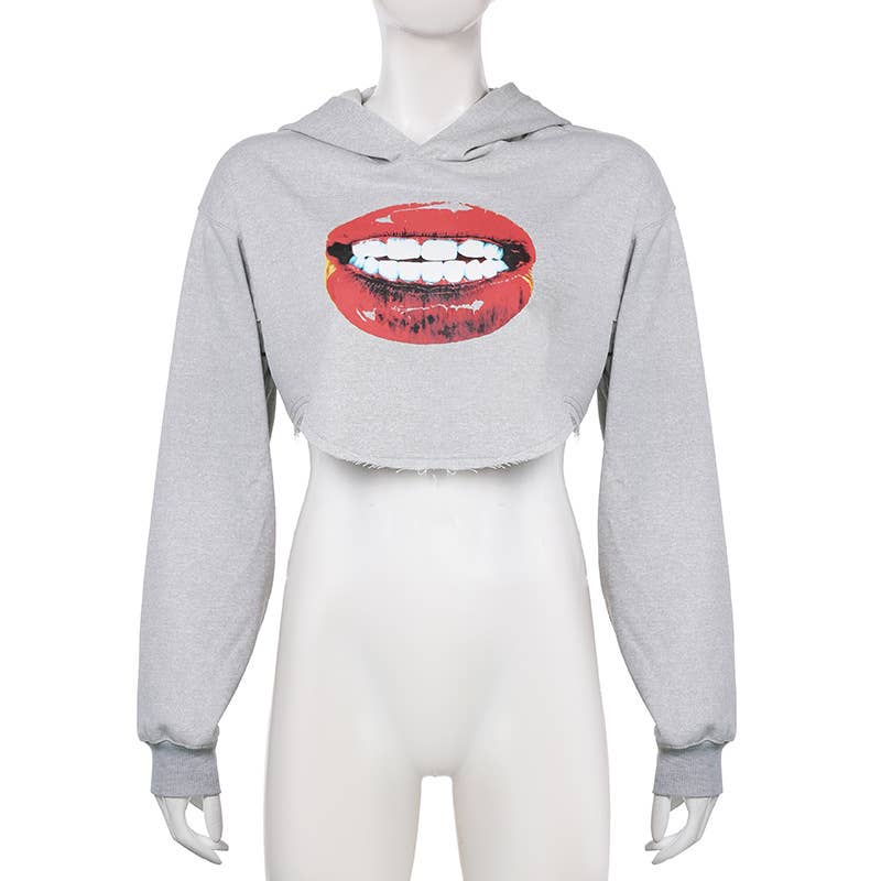 INDIVIDUAL PRINT LOOSE HOODED SHORT HOODIE