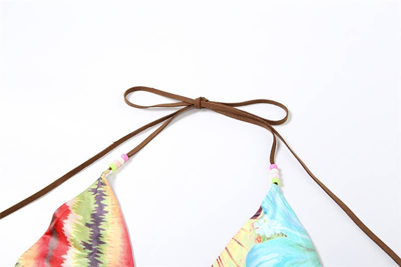 Printed Tie-Up Push-Up Bikini Set