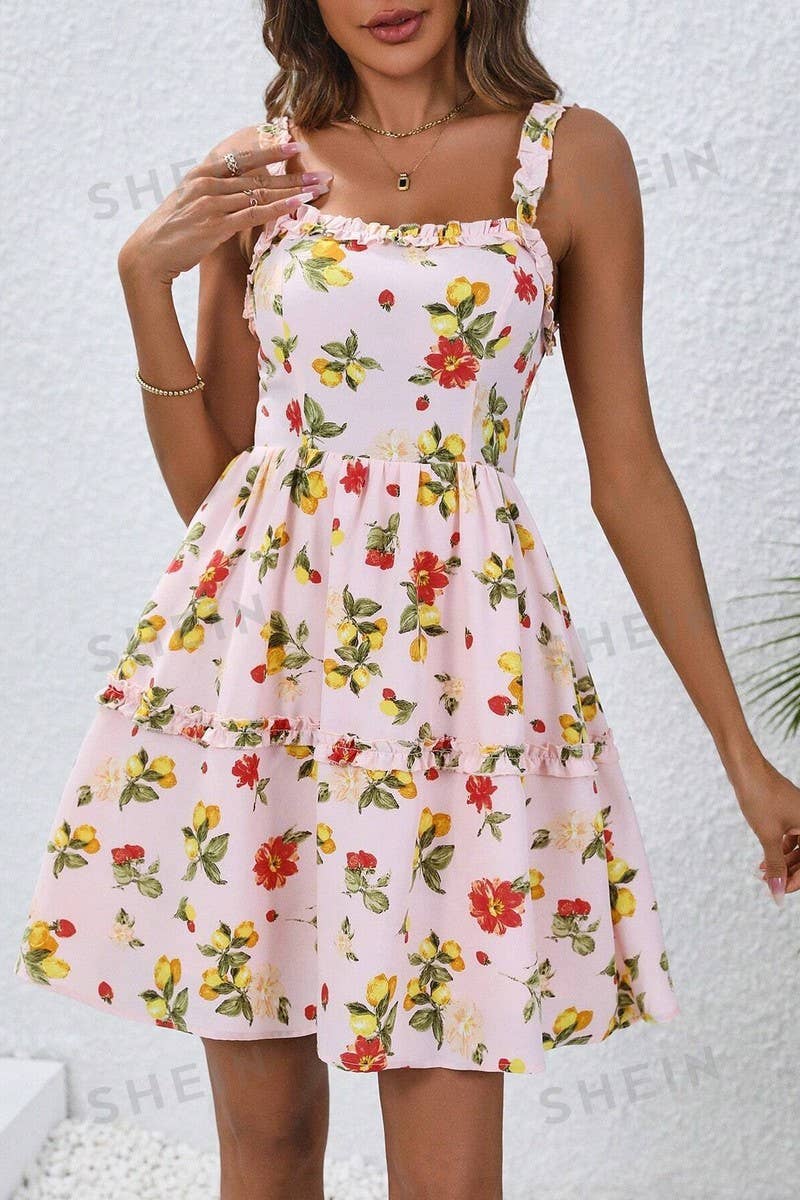 CWDHL0983_SPRING AND SUMMER HALTER BACK BOW DRESS