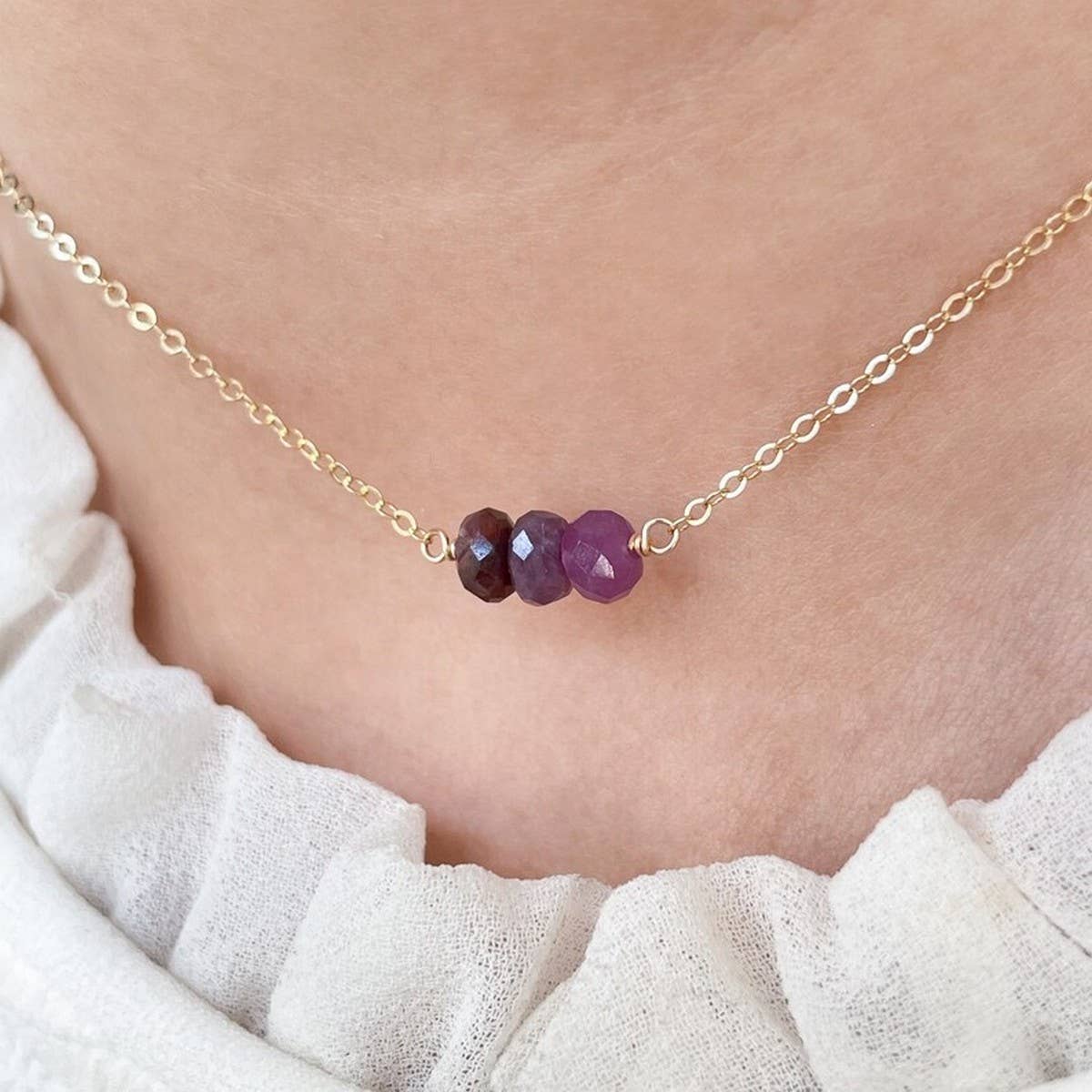 NATURAL STONE ABACUS BEAD WOMENS NECKLACE